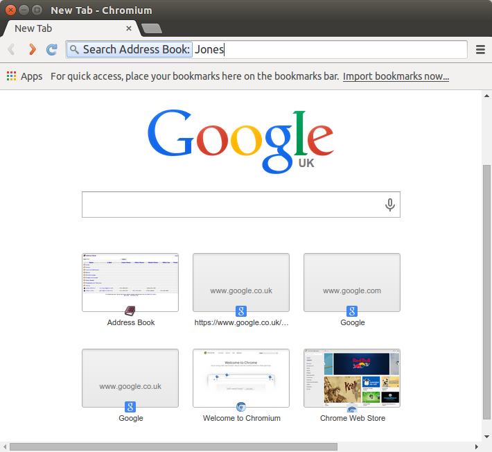 Using Address Book OpenSearch in Chromium Browser