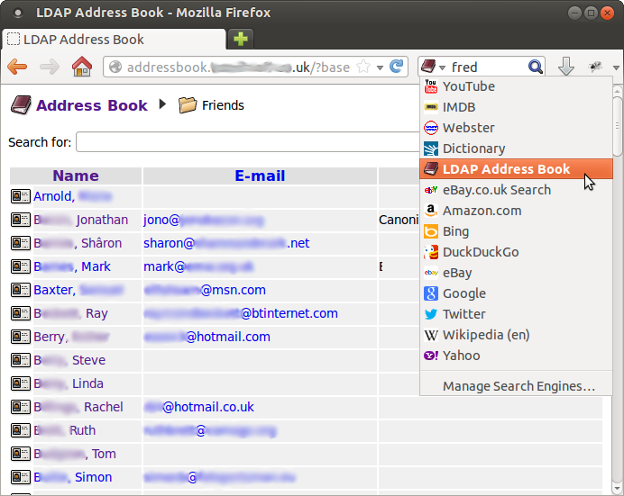 Address book OpenSearch integration in Firefox